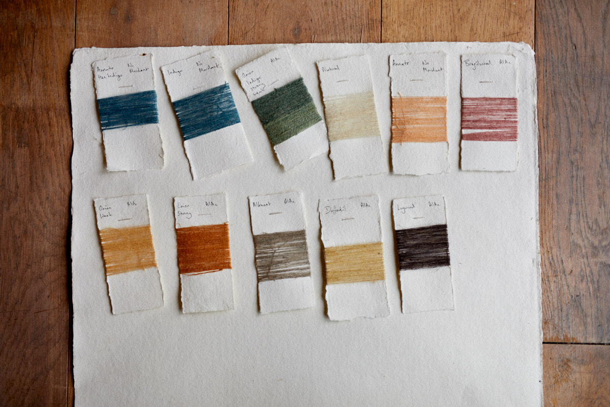 Natural dyed yarns created by Susie Gillespie