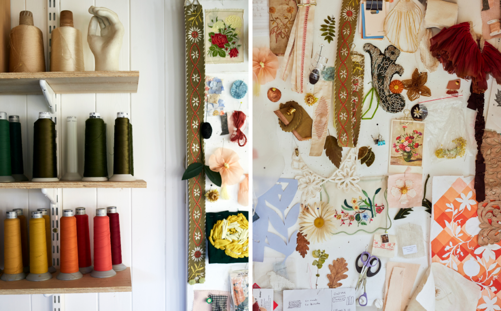 Colourful threads and collected inspiration in Lora's studio