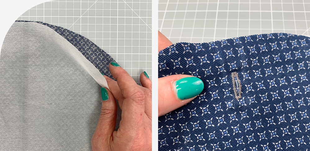 Creating a buttonhole in a jewellery pouch