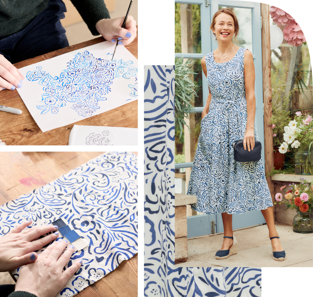 Behind the scenes of Seasalt Cornwall's Foliage Doodle print being made